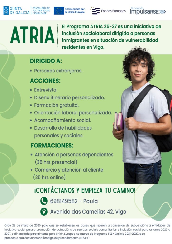 ATRIA 25–27 – Inclusión sociolaboral para personas inmigrantes en Vigo